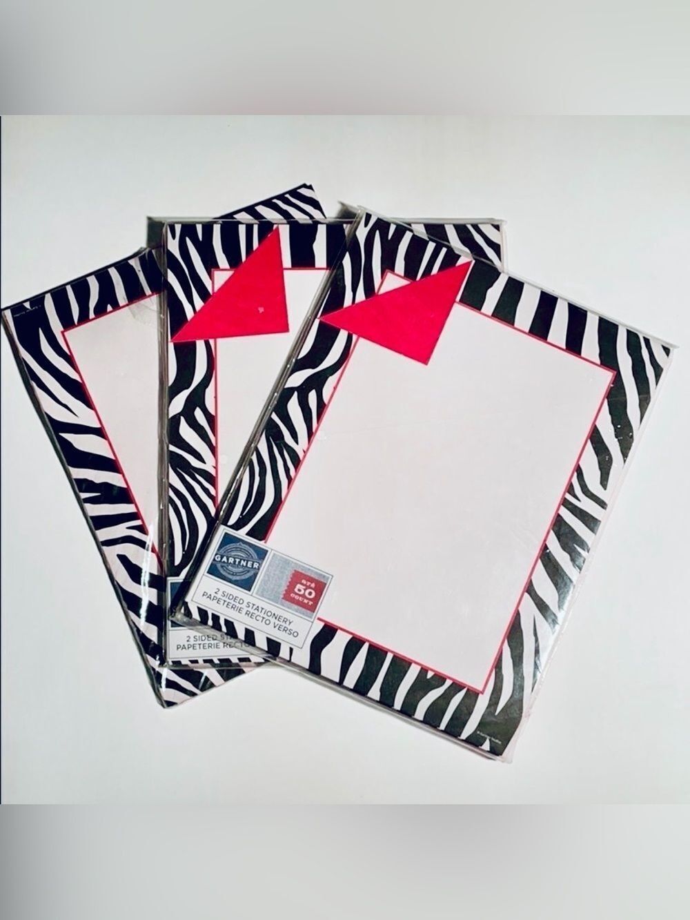 GARTNER 3 pack zebra stripes Red Stationary Paper
